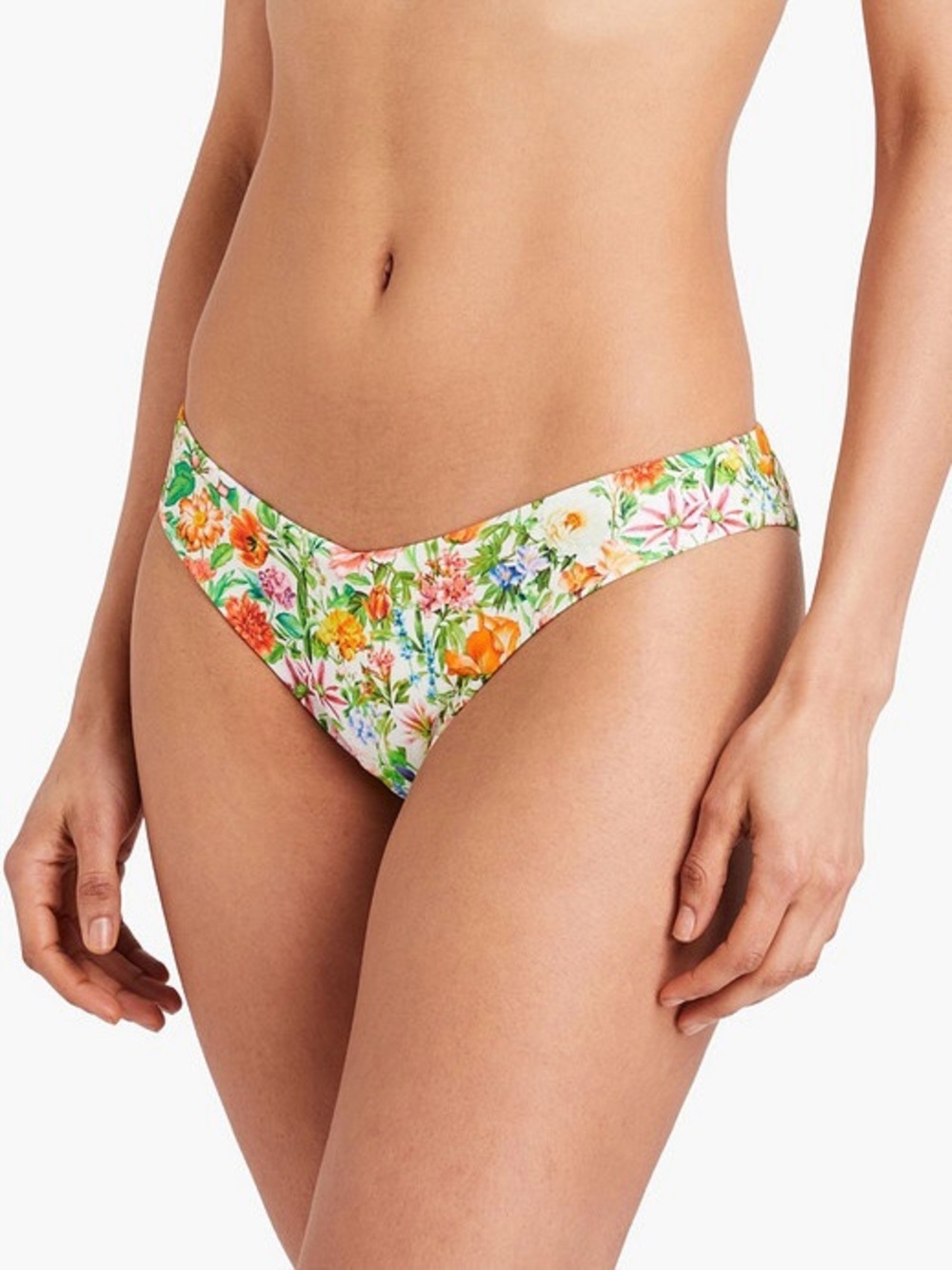 NWT Onia ‘V-Shape Low-Rise Bikini Briefs in “Spring Floral Field / Lily White” L